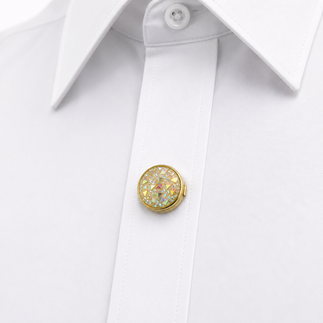 Albetro Champagne Aurora Druzy Gold Button Cover — detail view