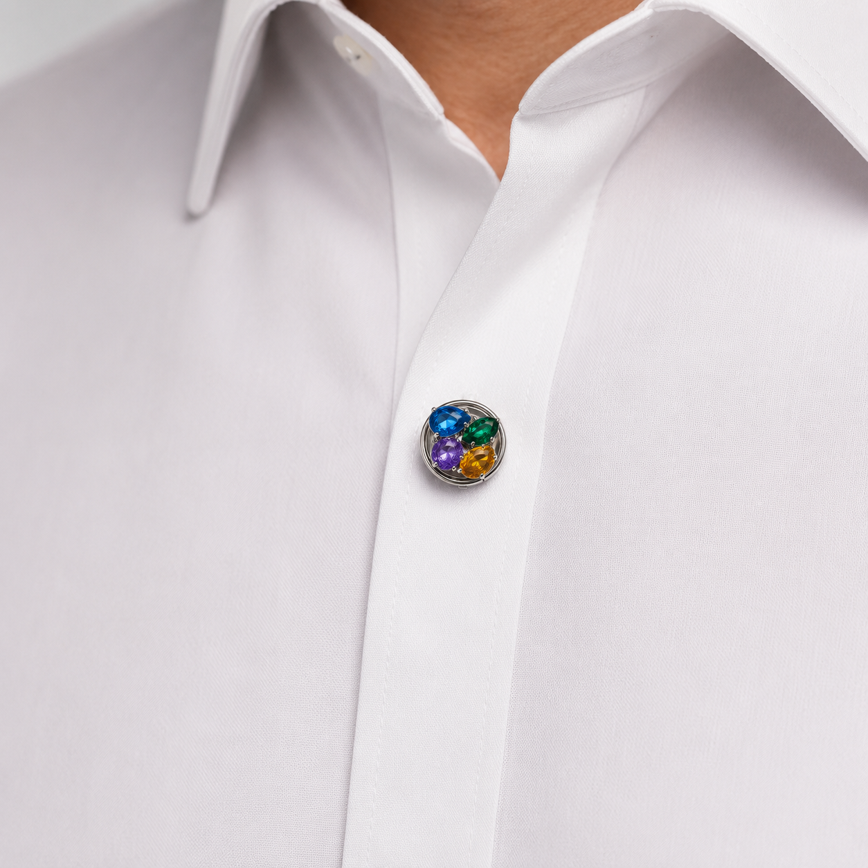 Albetro Jewel Garden Silver Button Cover — detail view