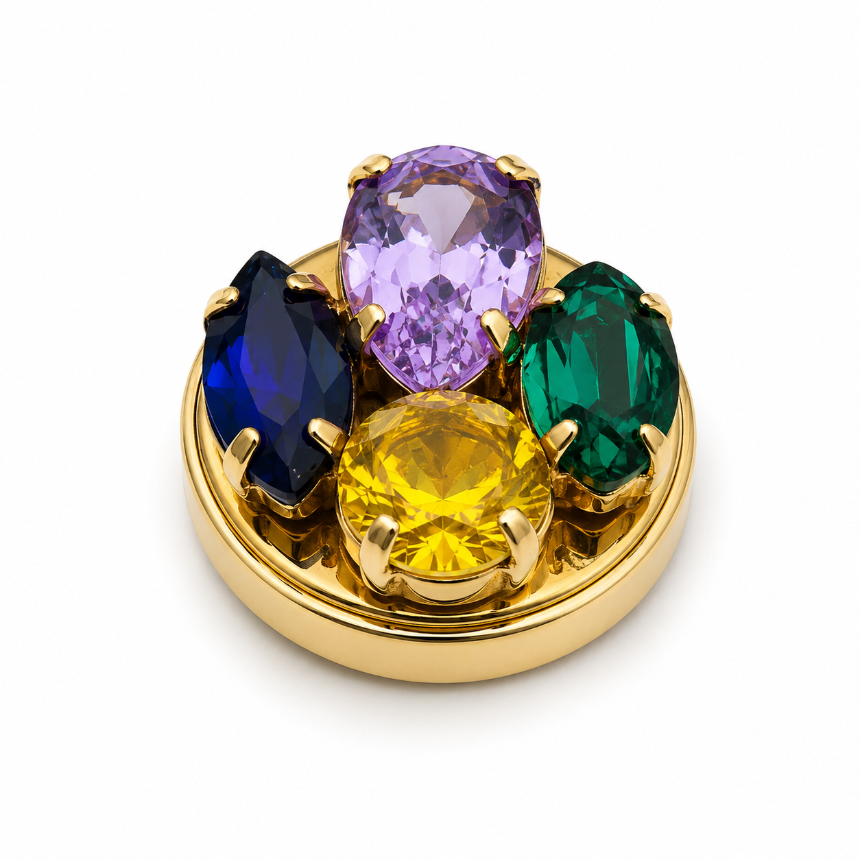 Albetro Maharaja Medley Gold Button Cover — multi-colour crystal cluster on gold base