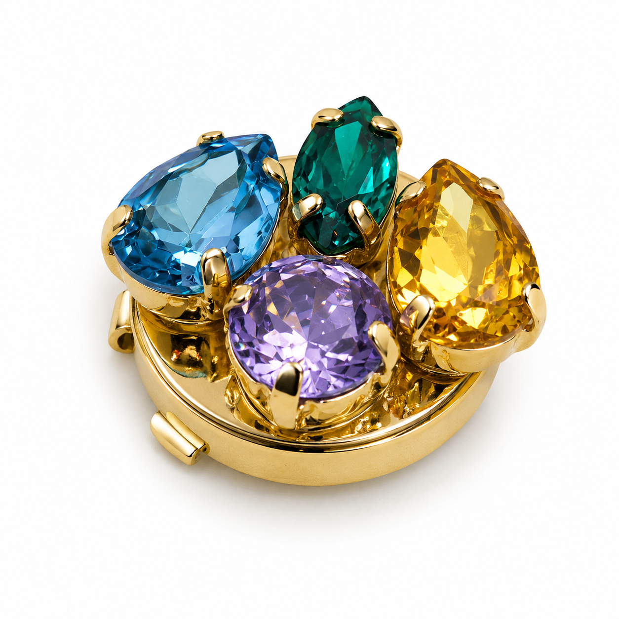 Albetro Jewel Garden Gold Button Cover — multi-colour crystal cluster on gold base