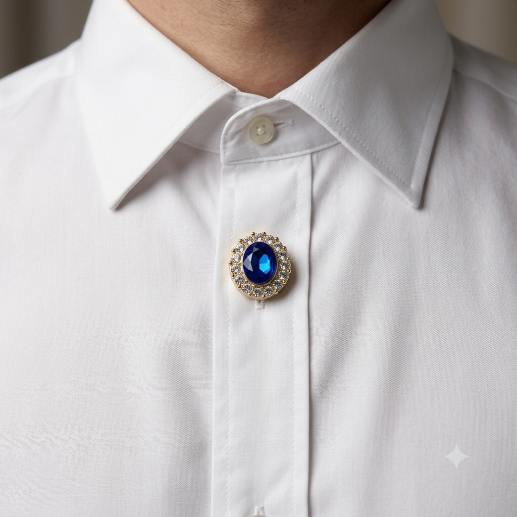 Albetro Sapphire Halo Gold Button Cover — detail view