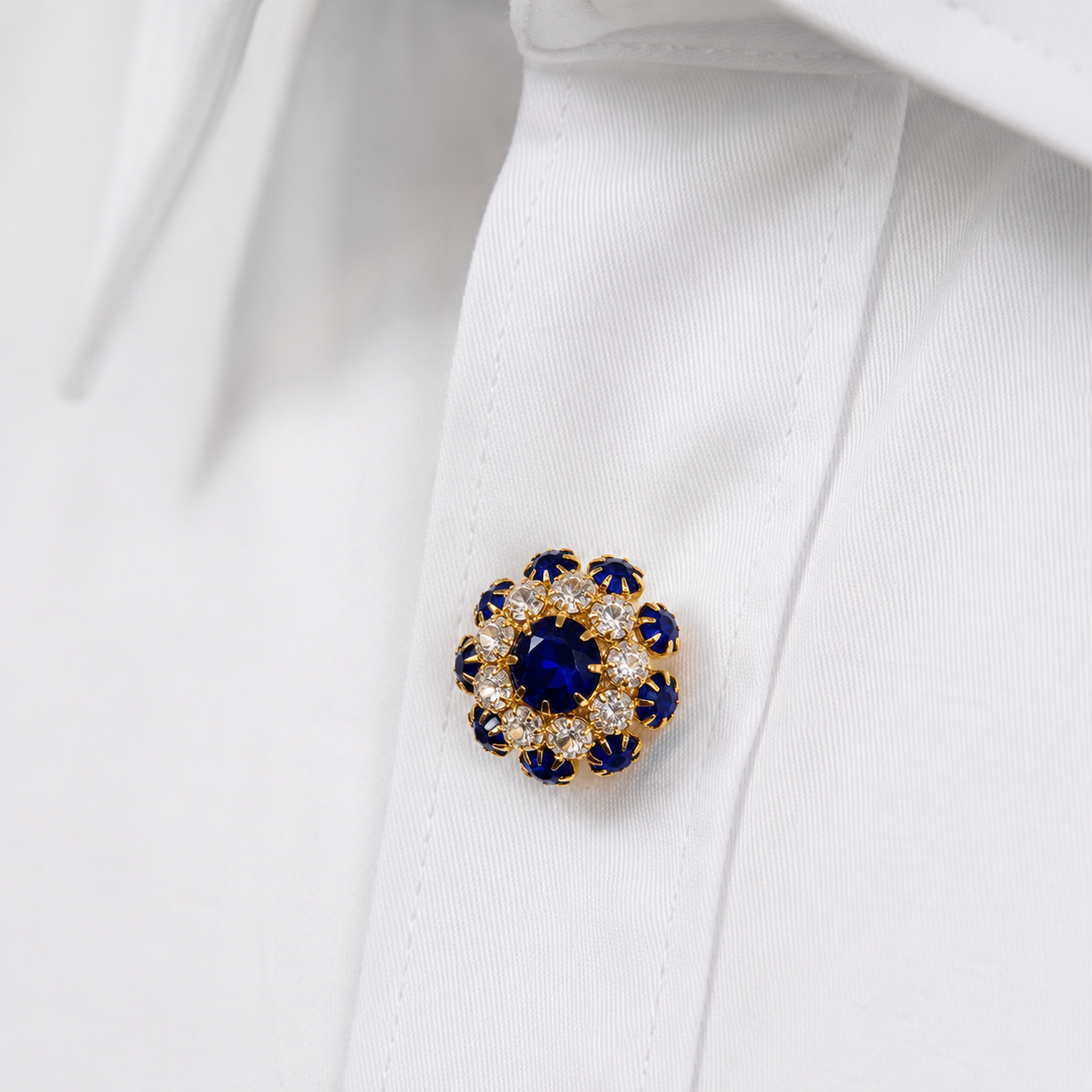 Albetro Sapphire Bloom Crystal Button Cover — detail view