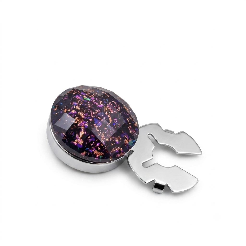 Albetro Violet Nebula Button Cover — angled view showing clasp