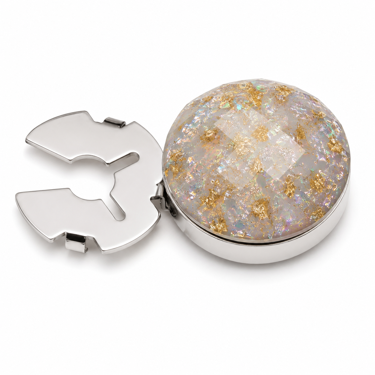 Albetro Golden Frost Button Cover — angled view showing clasp