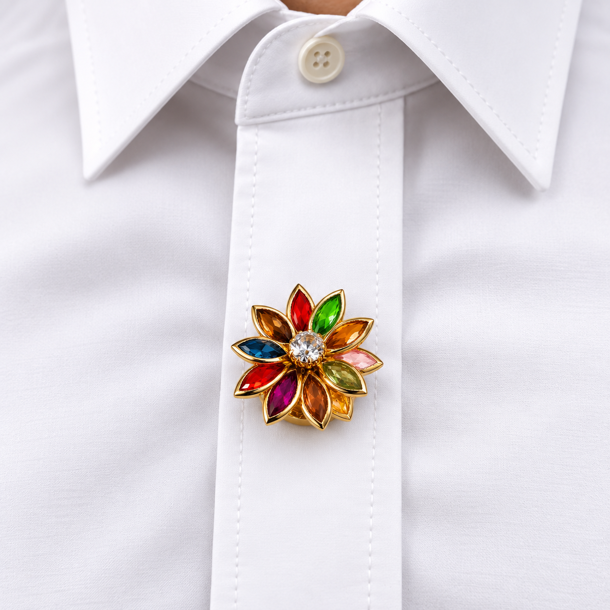 Albetro Rainbow Blossom Gold Button Cover — detail view