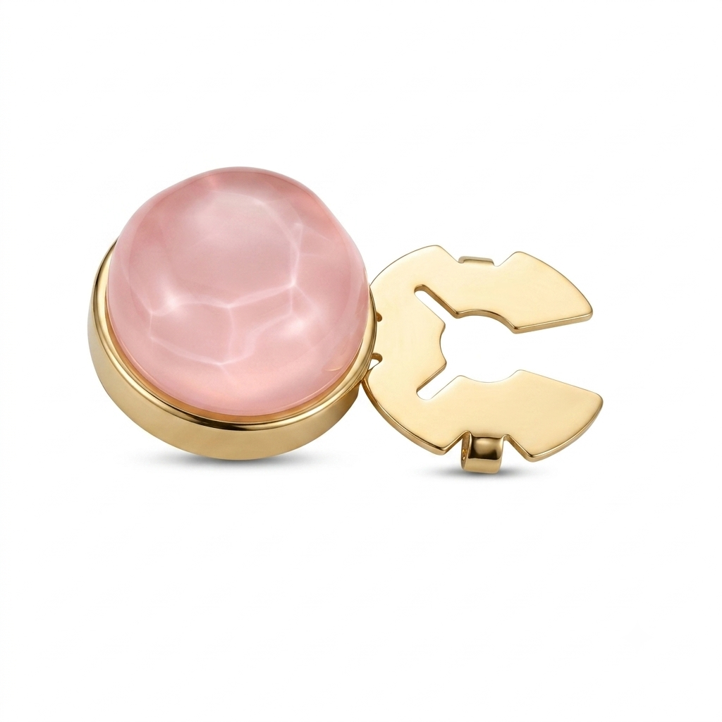 Albetro Coral Mirage Gold Button Cover — angled view showing clasp