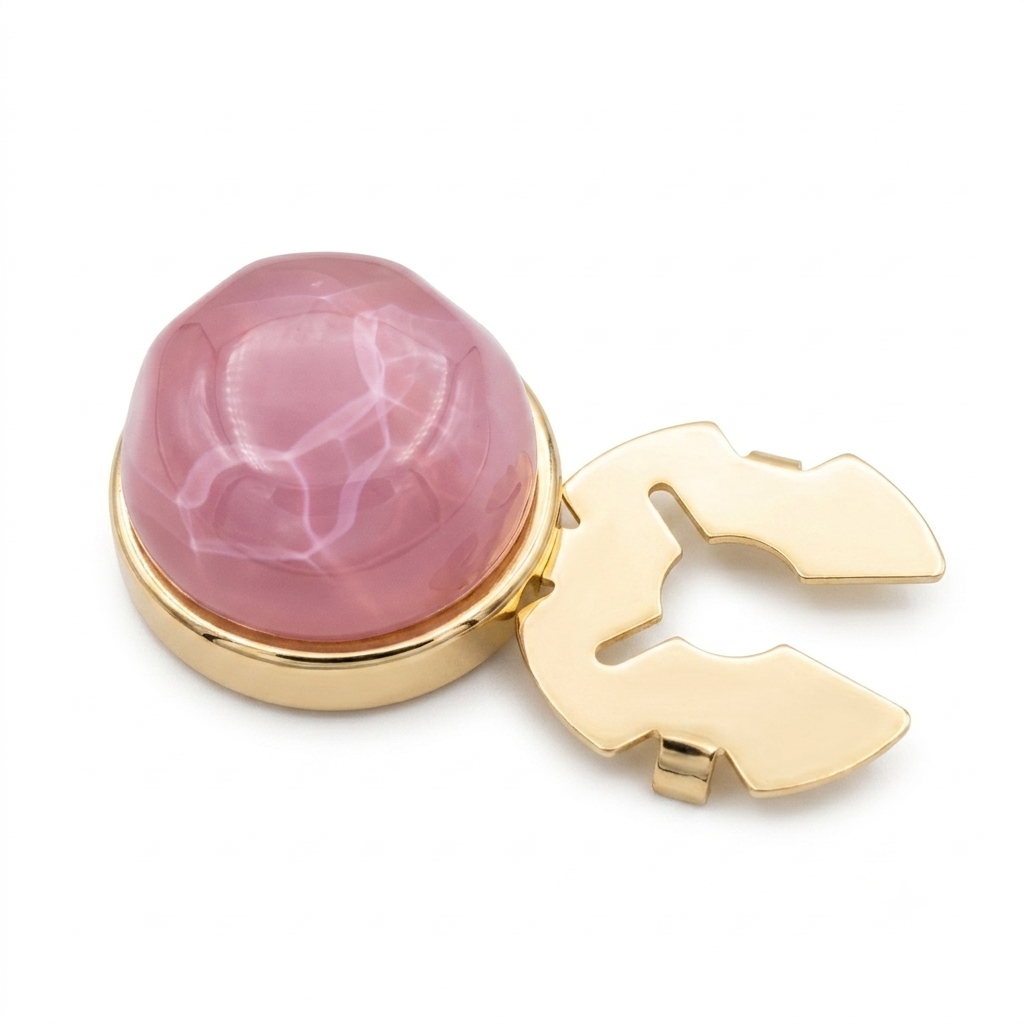 Albetro Rose Mirage Gold Button Cover — angled view showing clasp