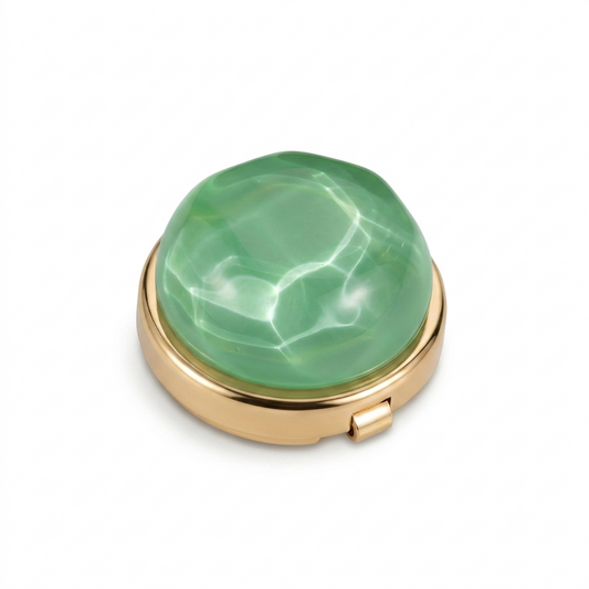 Albetro Jade Mirage Gold Button Cover — mint green ripple cabochon in gold frame