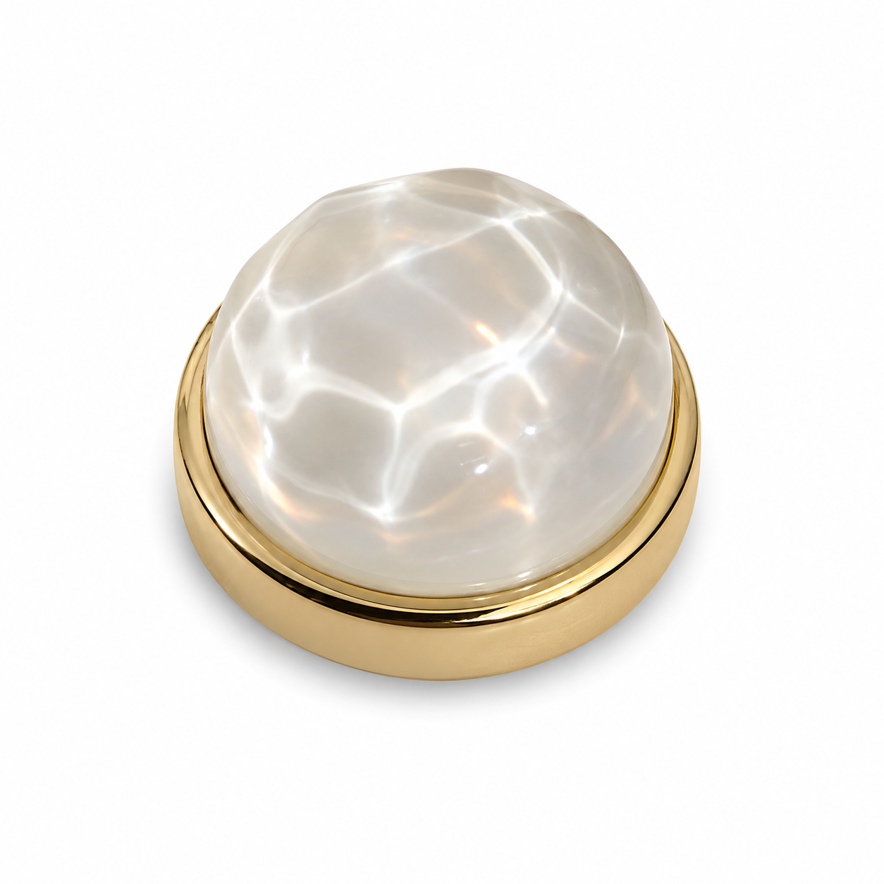 Albetro Pearl Mirage Gold Button Cover — ivory ripple cabochon in gold frame