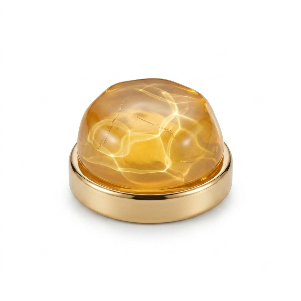 Albetro Amber Mirage Gold Button Cover — honey amber ripple cabochon in gold frame