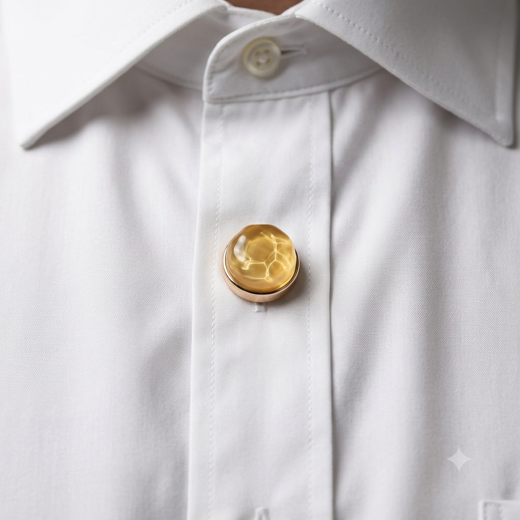 Albetro Amber Mirage Gold Button Cover — detail view