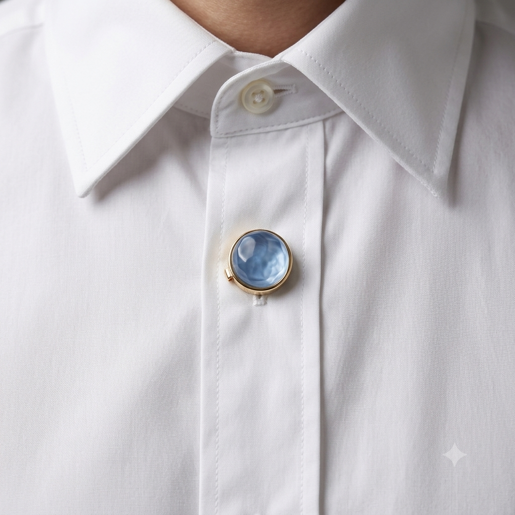 Albetro Glacier Blue Gold Button Cover — detail view