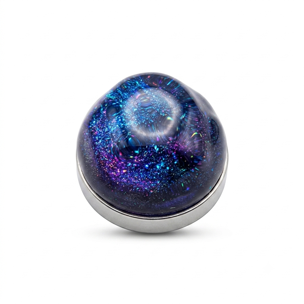 Albetro Midnight Nebula Button Cover — purple galaxy dome in silver frame