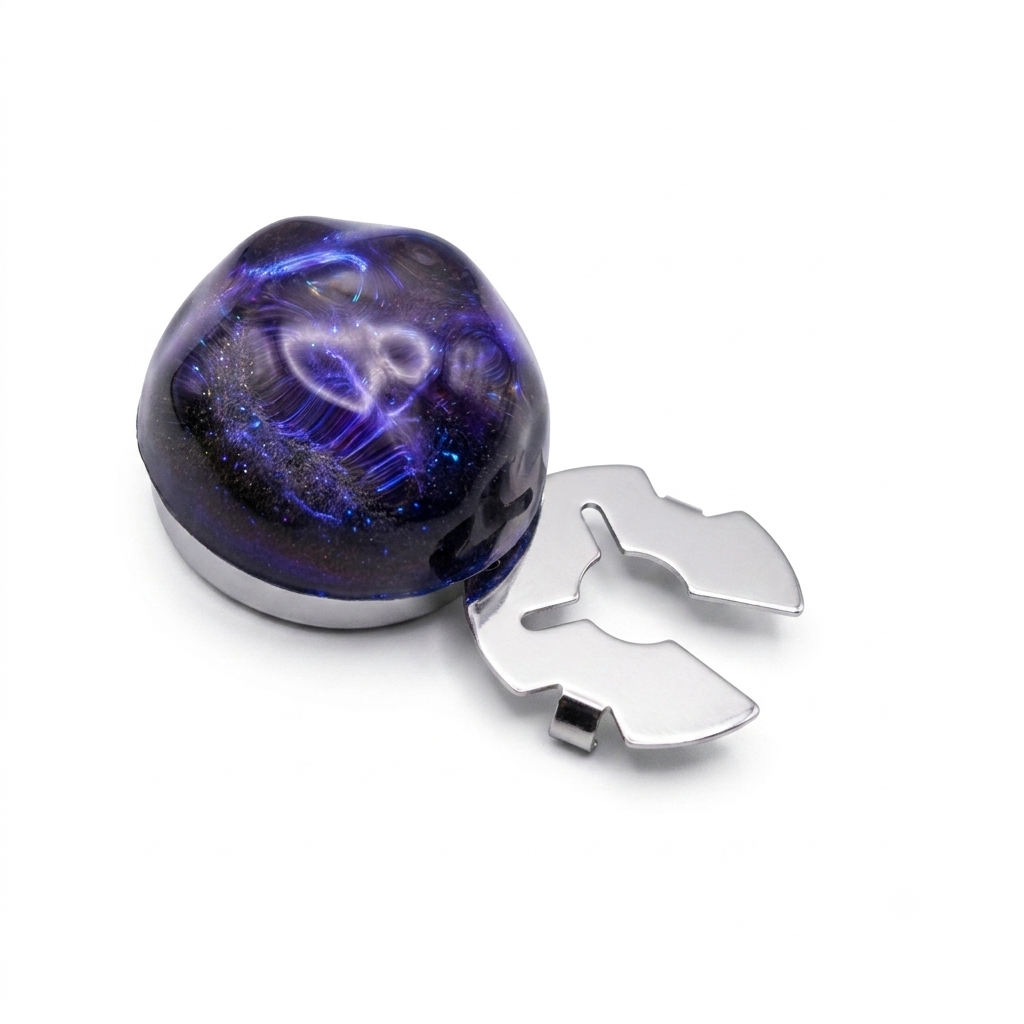 Albetro Midnight Nebula Button Cover — angled view showing clasp