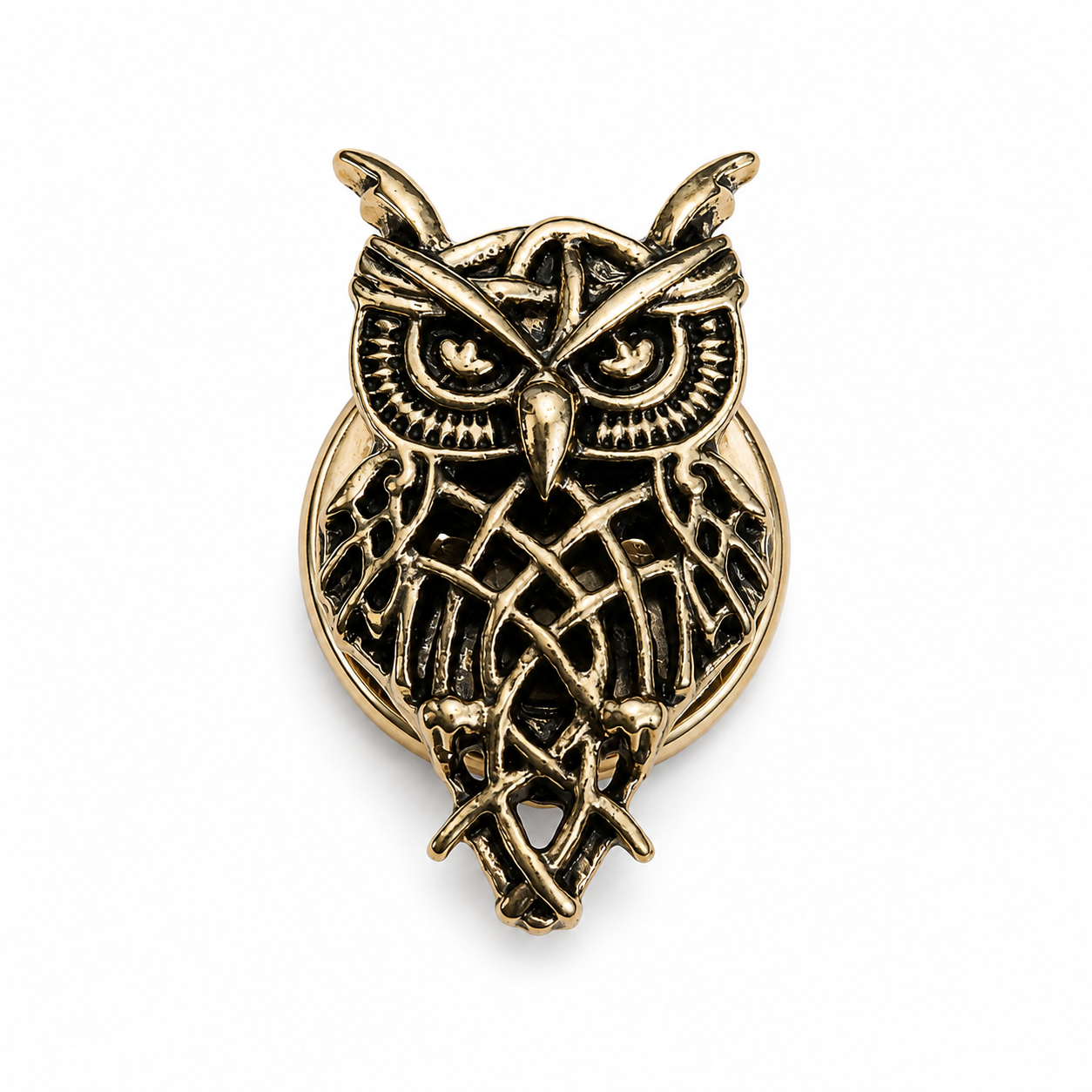 Albetro Athena Owl Antique Gold Button Cover — sculpted owl in antique gold