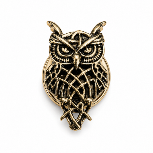 Albetro Athena Owl Antique Gold Button Cover — sculpted owl in antique gold
