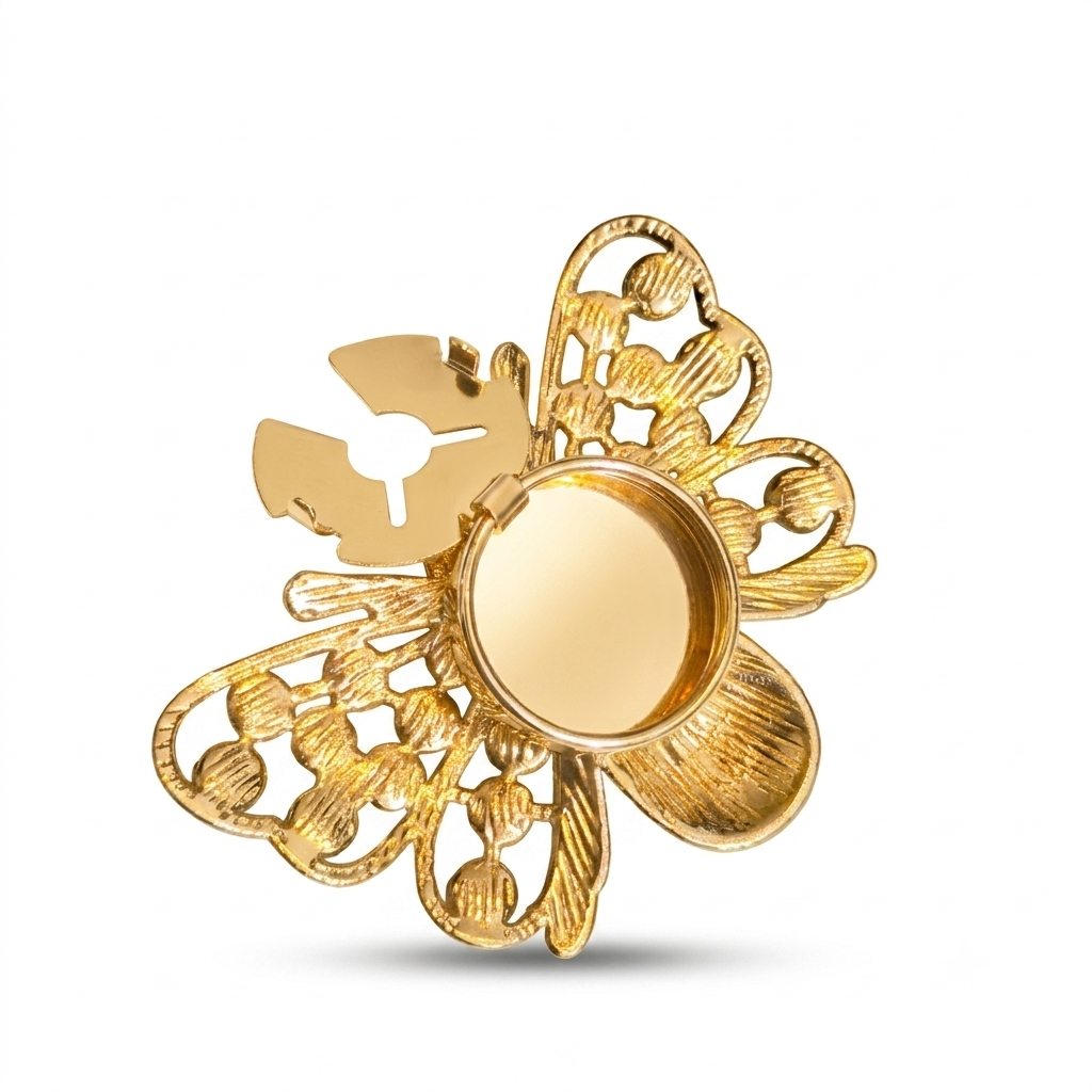 Albetro Crystal Wing Bee Gold Button Cover — detail view