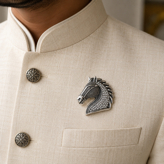 The Argentum Crystal Stallion Brooch - Model