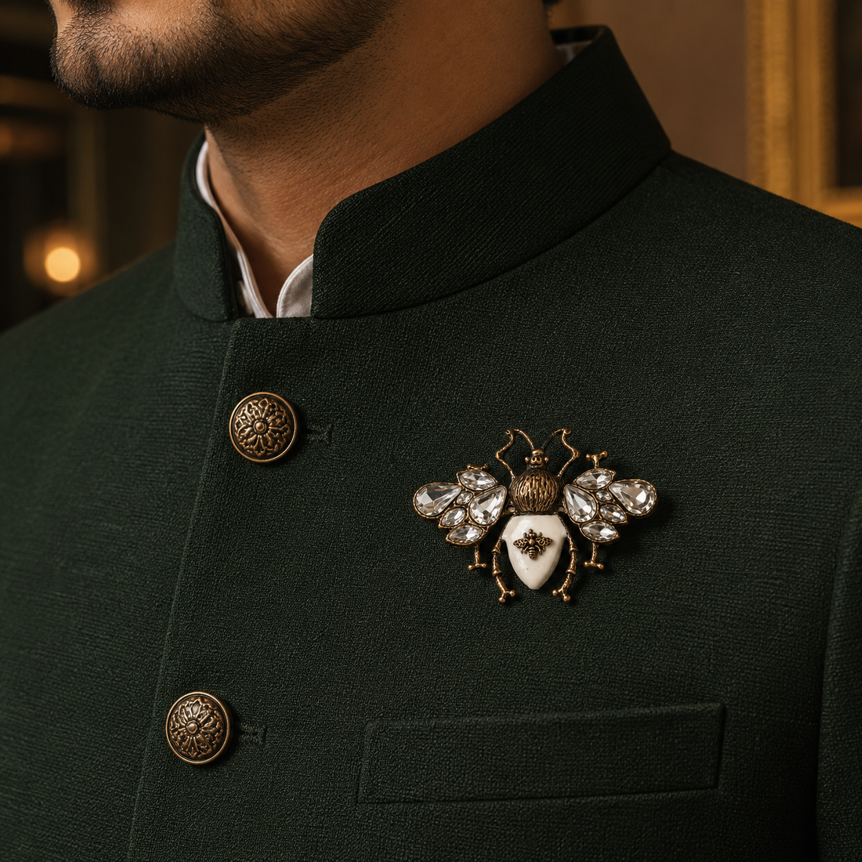 The Imperial Honeybee Crystal Brooch - Model