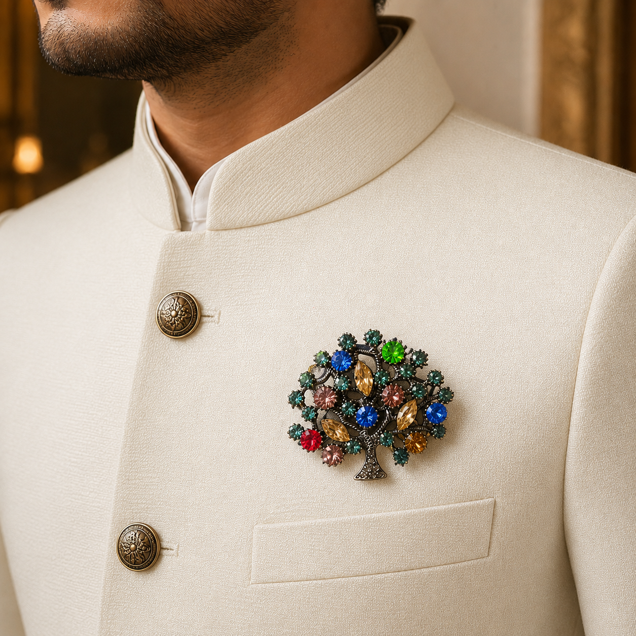 The Eternal Arbour Multi-Crystal Brooch - Model