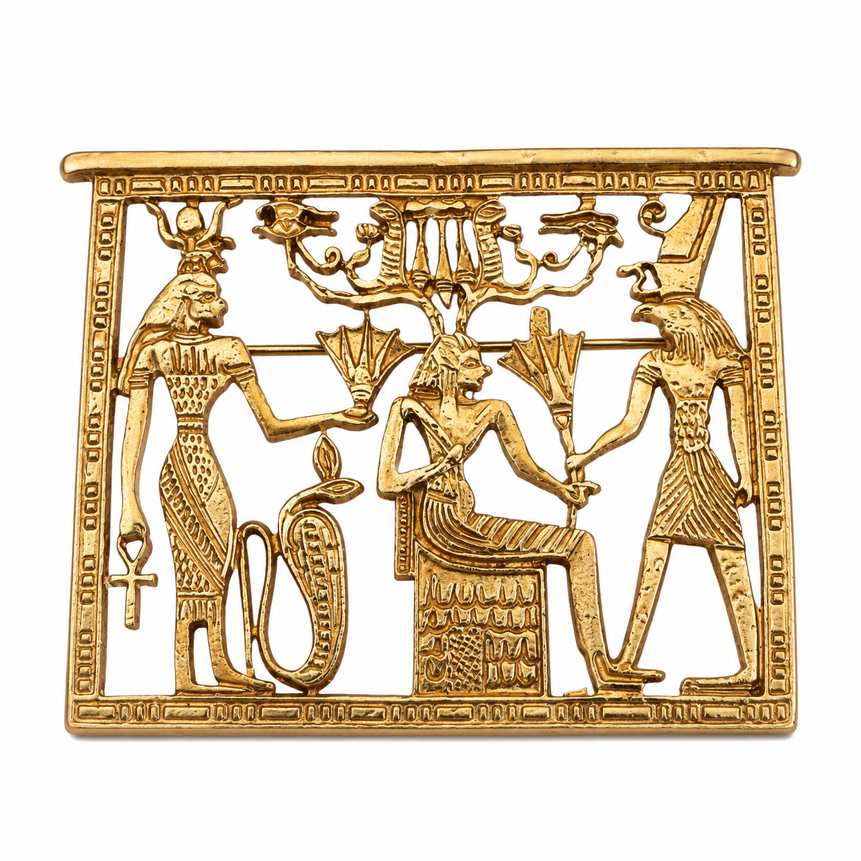 The Pharaoh's Court Heritage Antique Gold Brooch - Flat Lay