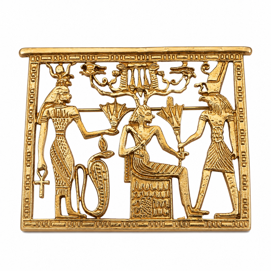 The Pharaoh's Court Heritage Antique Gold Brooch - Flat Lay