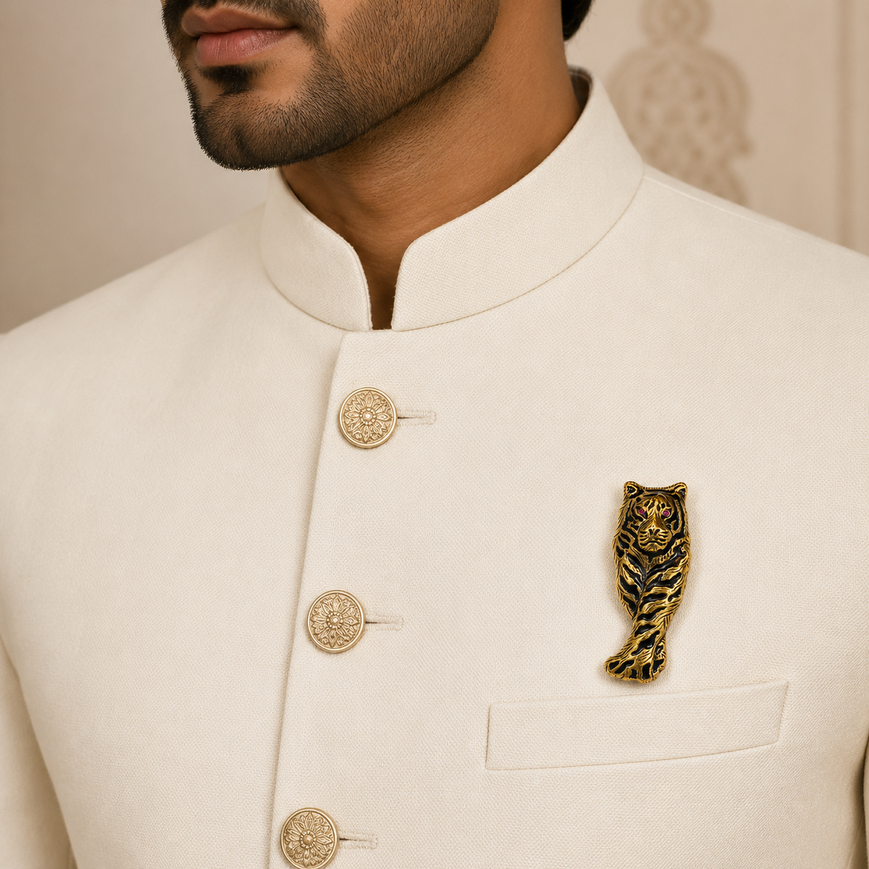 The Bengal Tiger Antique Gold Brooch - Model