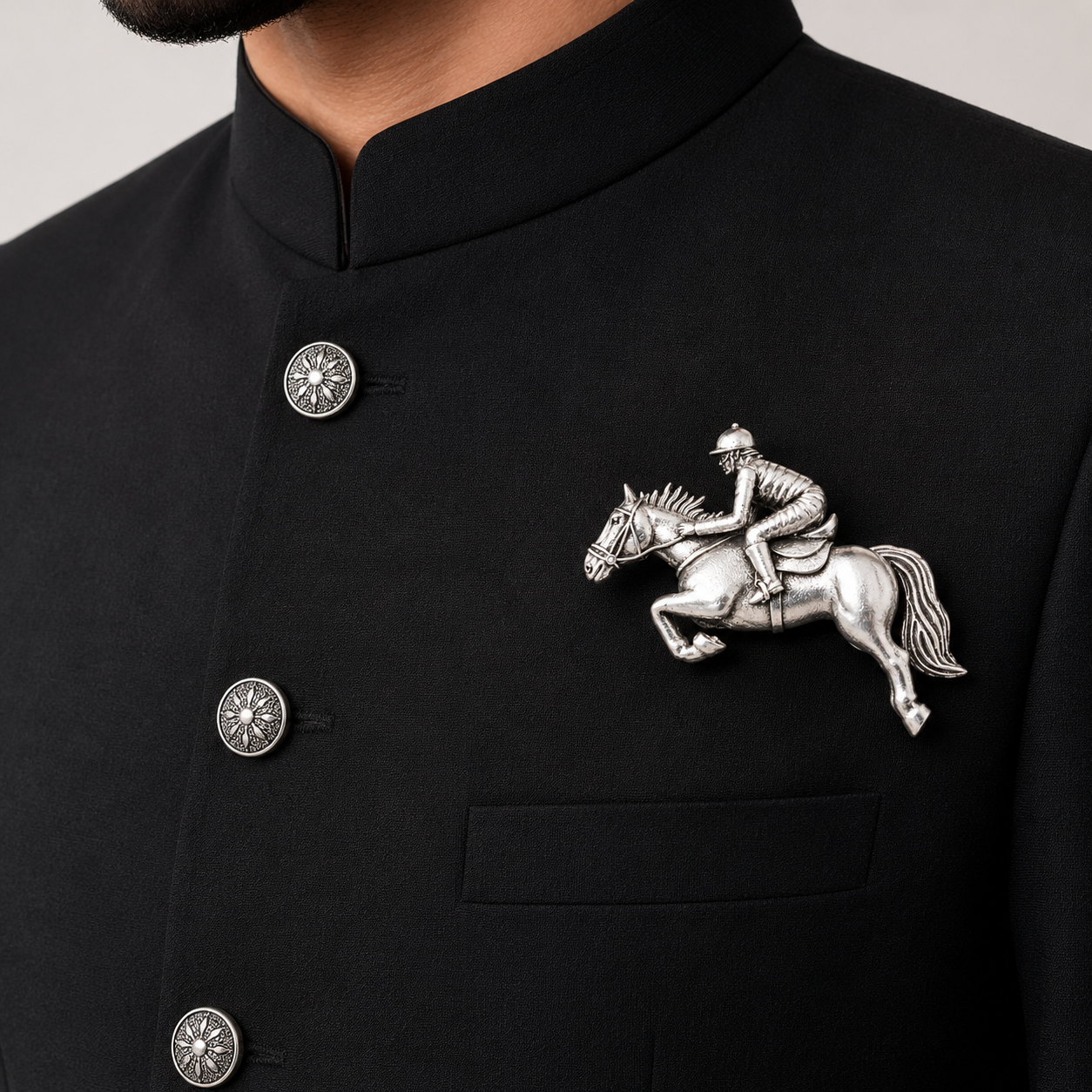 The Ascot Champion Equestrian Rider Antique Silver Brooch - Model