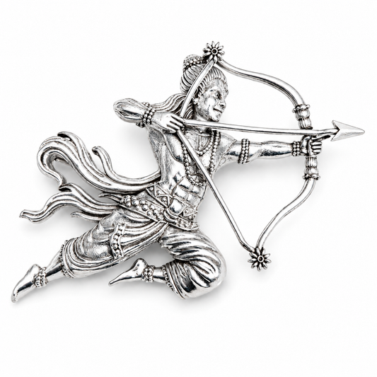 The Kodanda Divine Archer Antique Silver Brooch - Flat Lay