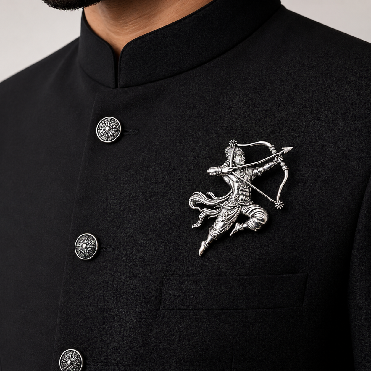 The Kodanda Divine Archer Antique Silver Brooch - Model