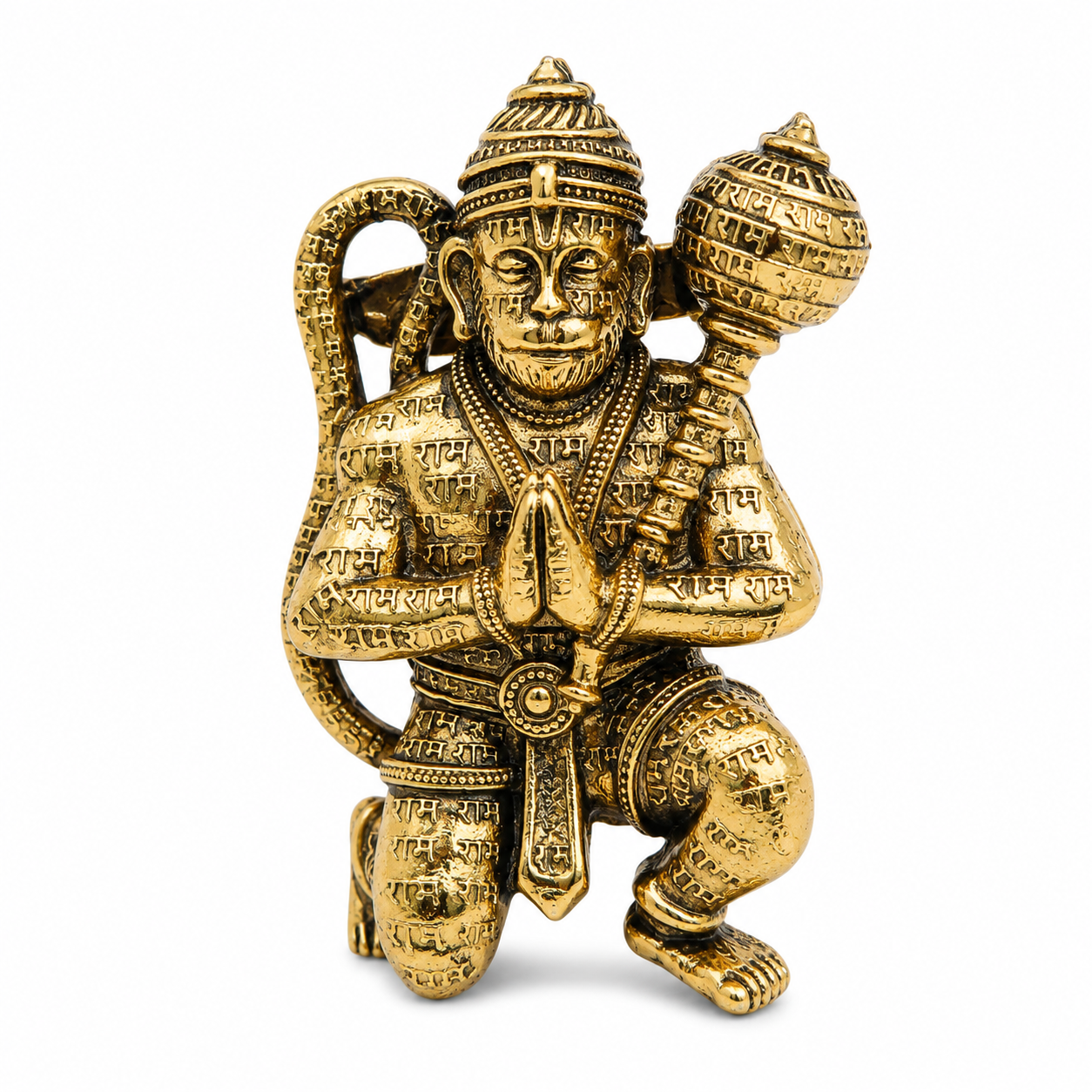 The Ram Naam Hanuman Antique Gold Brooch - Flat Lay