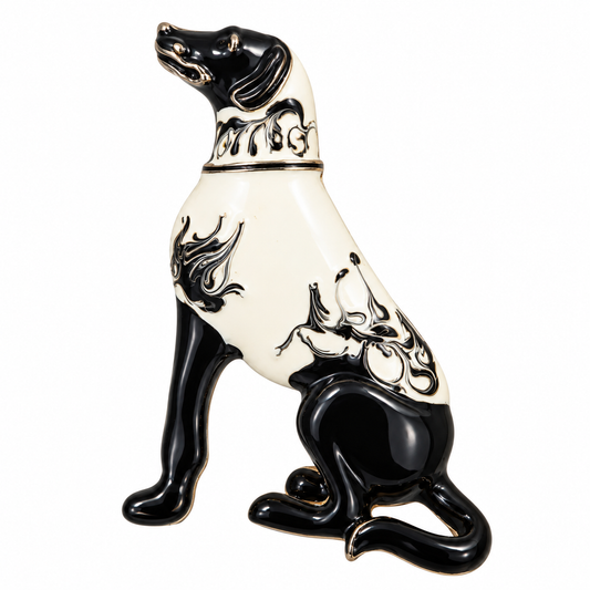 The Pharaoh's Hound Noir & Ivory Enamel Brooch - Flat Lay