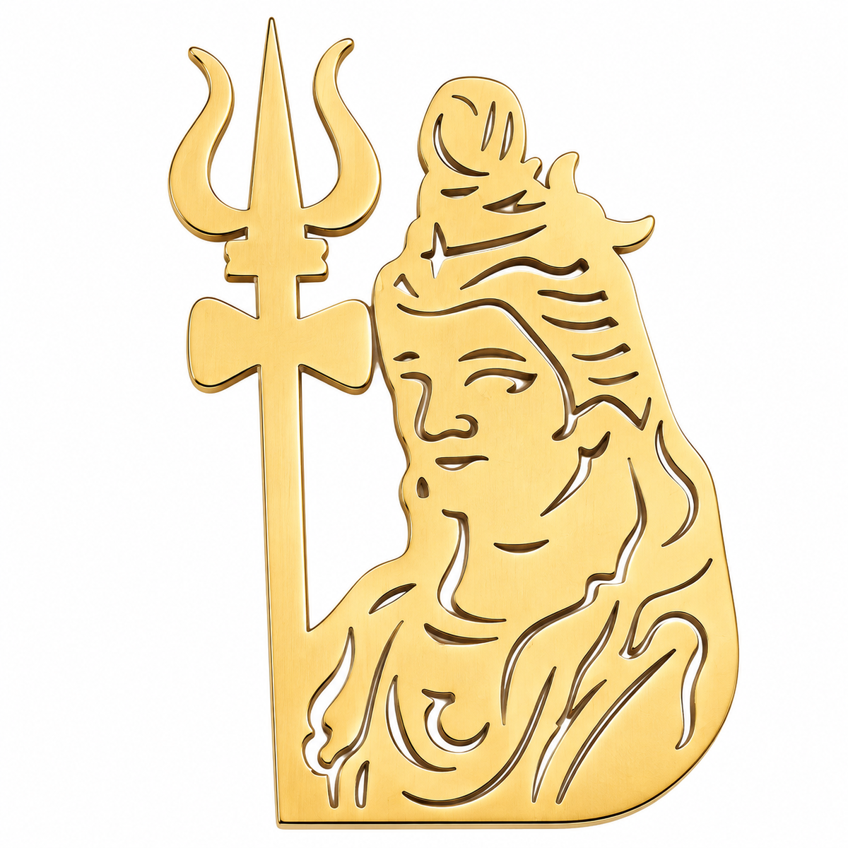 Albetro The Mahadev gold Shiva trishul brooch detailed view