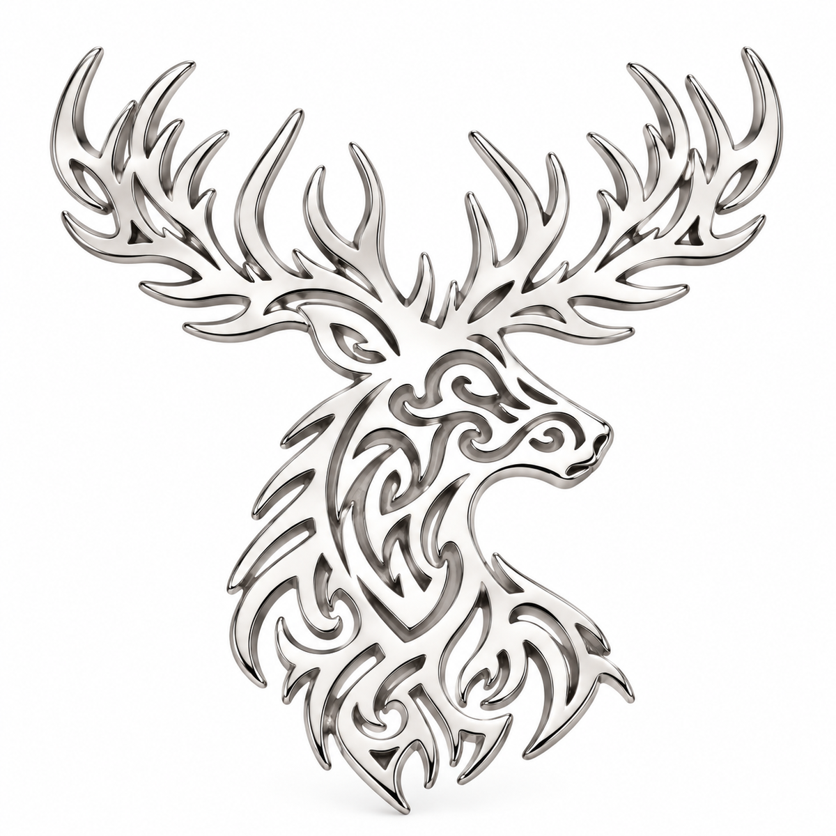 Albetro The Celtic Stag tribal silver deer brooch detailed view