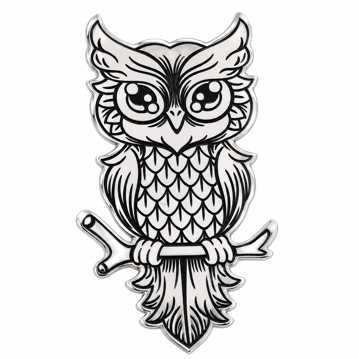 Albetro The Minerva silver owl brooch detailed view