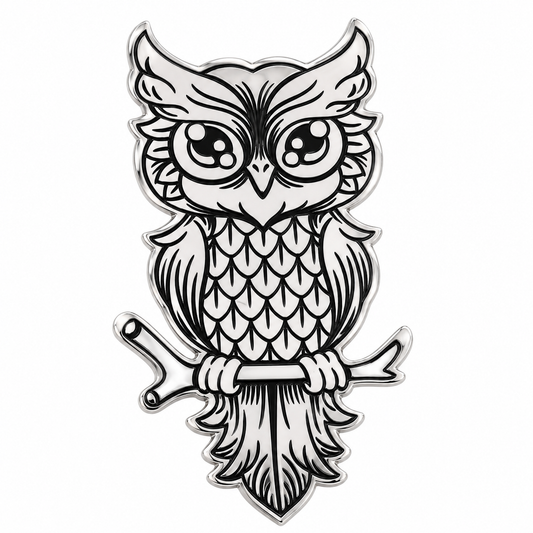 Albetro The Minerva silver owl brooch detailed view