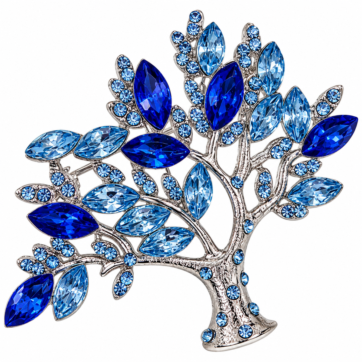 Albetro The Sapphire Banyan blue crystal tree of life brooch detailed view