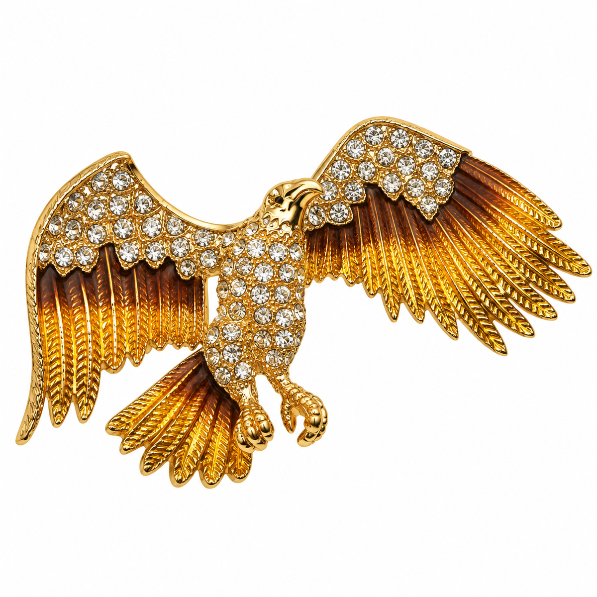 Albetro The Imperial Eagle gold crystal flying eagle brooch detailed view