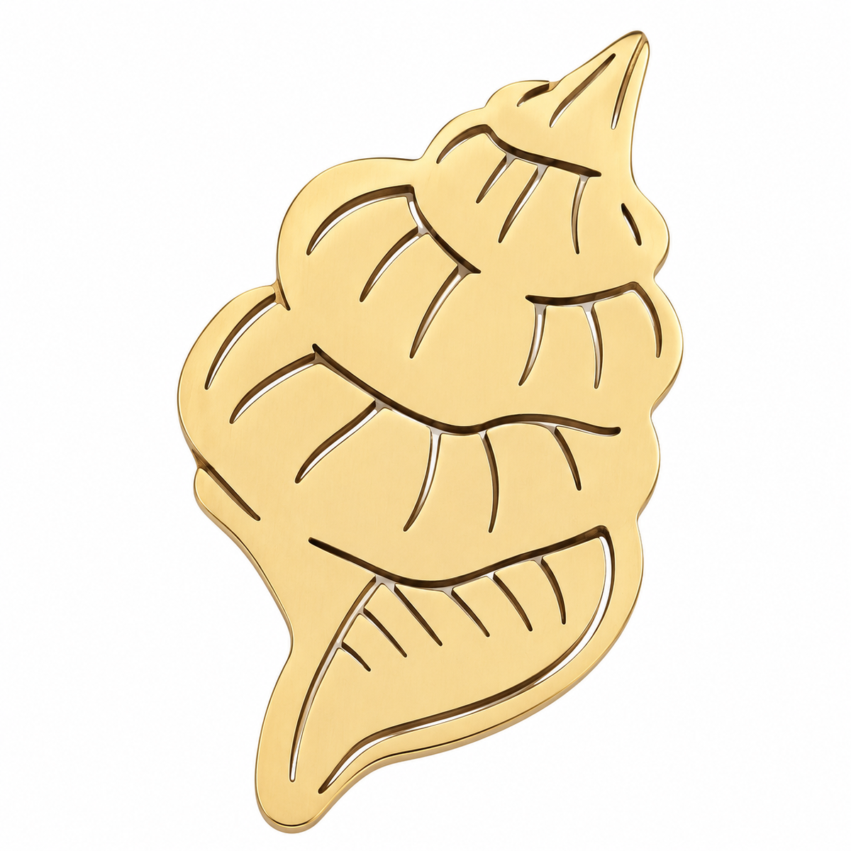 Albetro The Shankh gold conch shell brooch detailed view