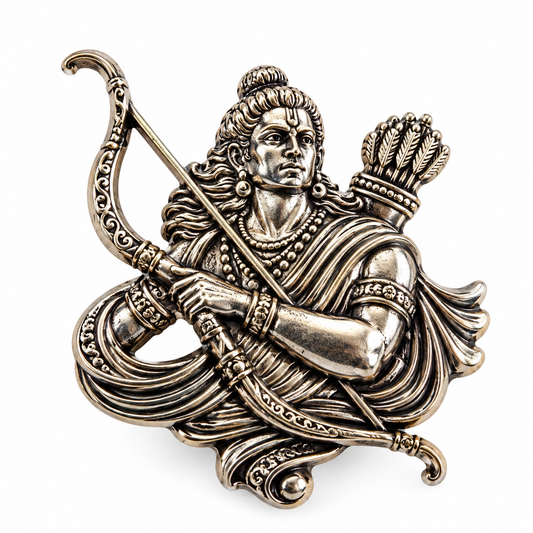Albetro The Shri Ram oxidised silver Lord Ram brooch detailed view