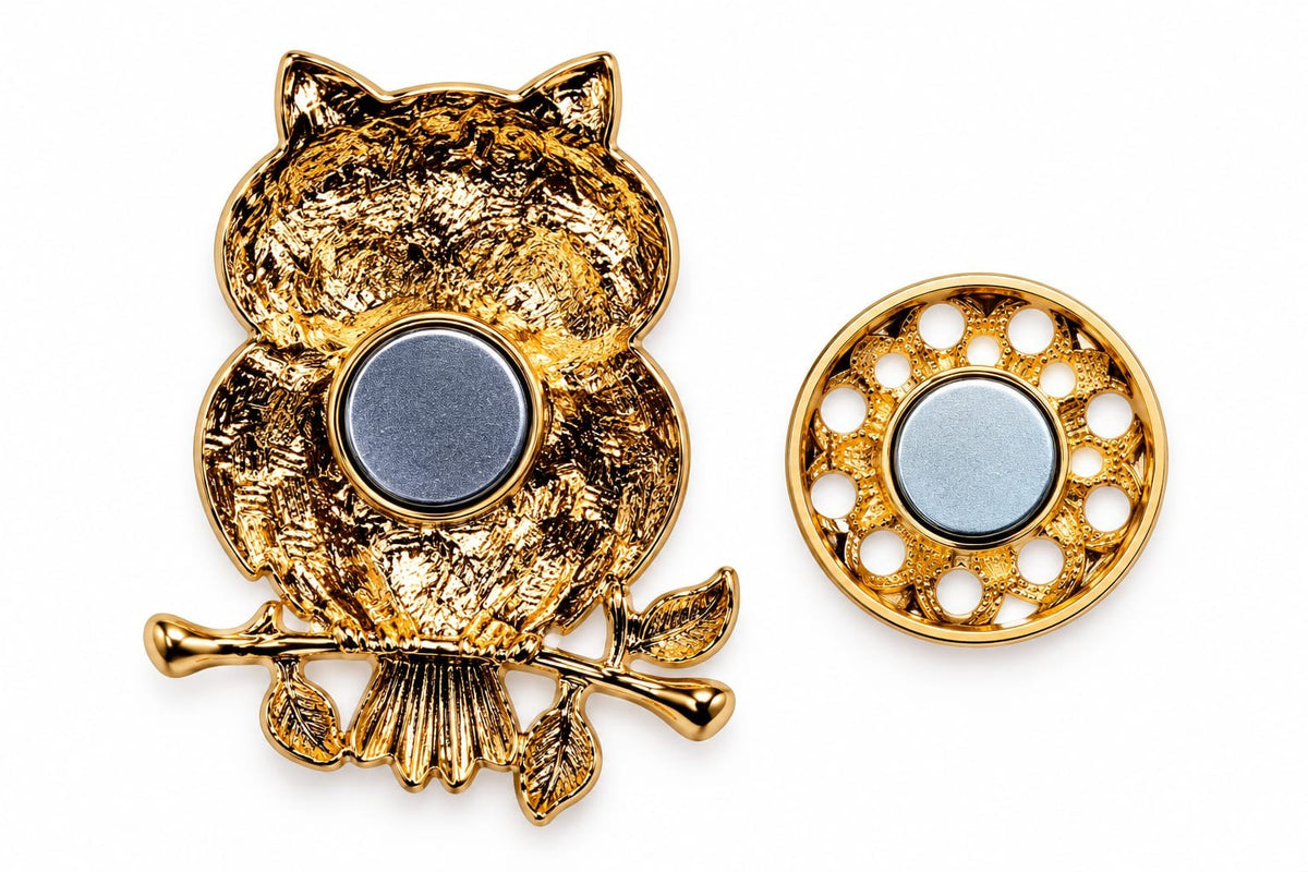 Albetro The Ivory Owl pastel owl brooch close-up view
