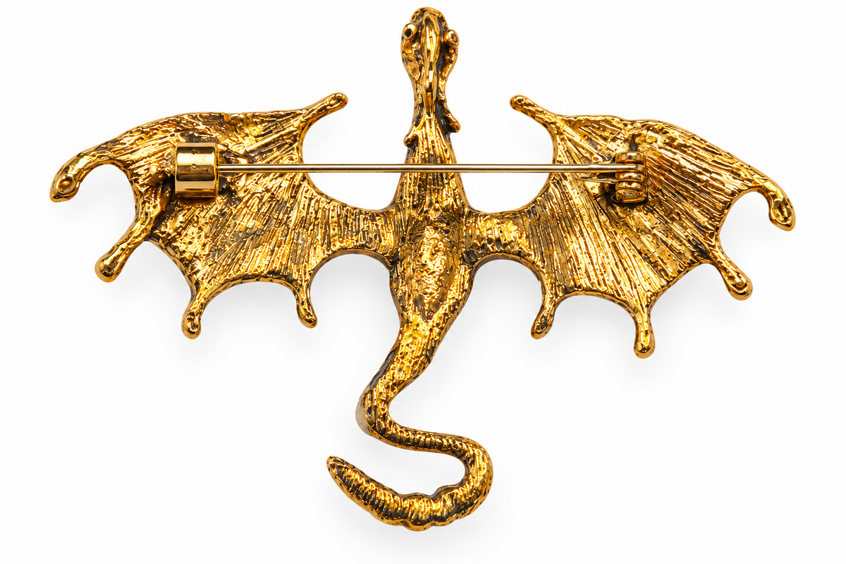 Albetro The Draco d'Or dragon brooch close-up view