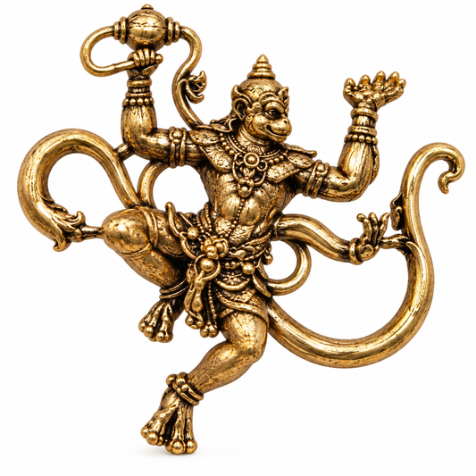 Albetro The Sankat Mochan gold Hanuman brooch detailed view
