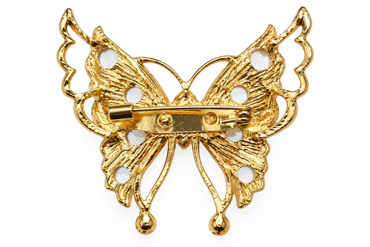Albetro The Pearl Wing butterfly brooch close-up view