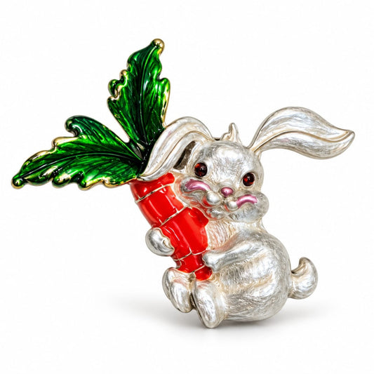 Albetro The Garden Bunny silver rabbit brooch detailed view