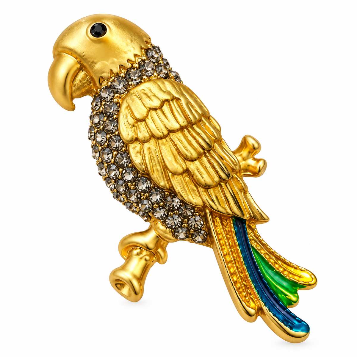 Albetro The Sona Mithu gold parrot brooch detailed view