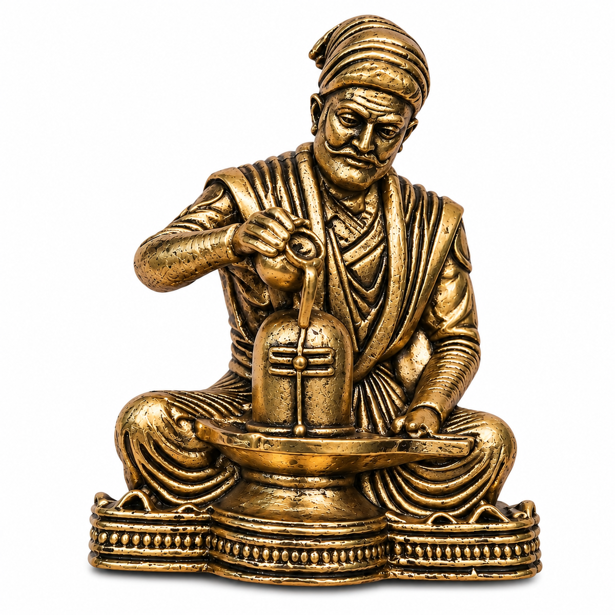 Albetro The Shiv Bhakt antique brass Shivling abhishek brooch
