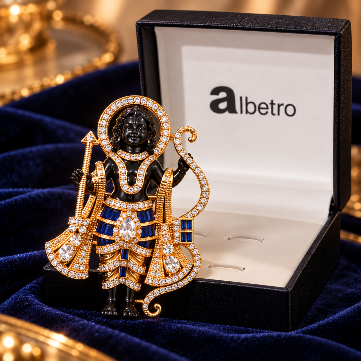 Albetro The Ram Lalla Neelam divine brooch detailed view