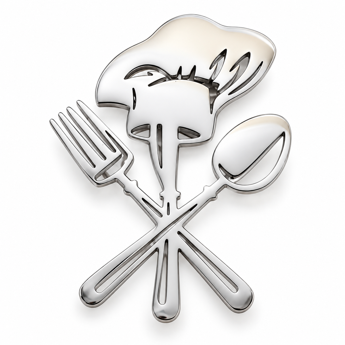 Albetro Le Chef silver chef brooch detailed view