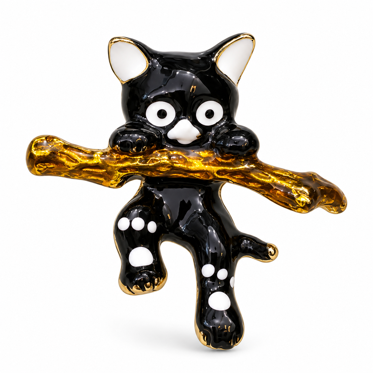 Albetro The Midnight Kitten cat brooch close-up view